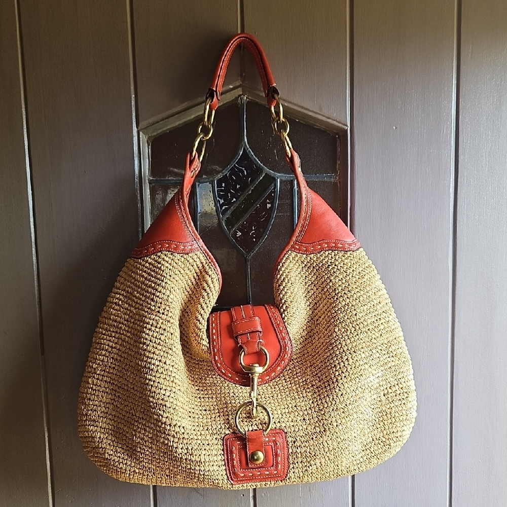 Vintage Coach Bleecker Millie Straw Hobo Bag